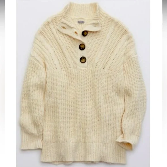 Aerie button mock sweater - Picture 1 of 4